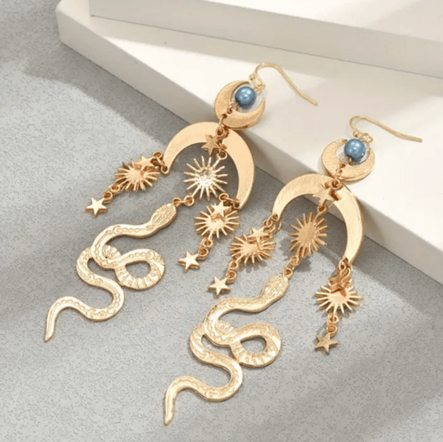 Celestial snake earrings