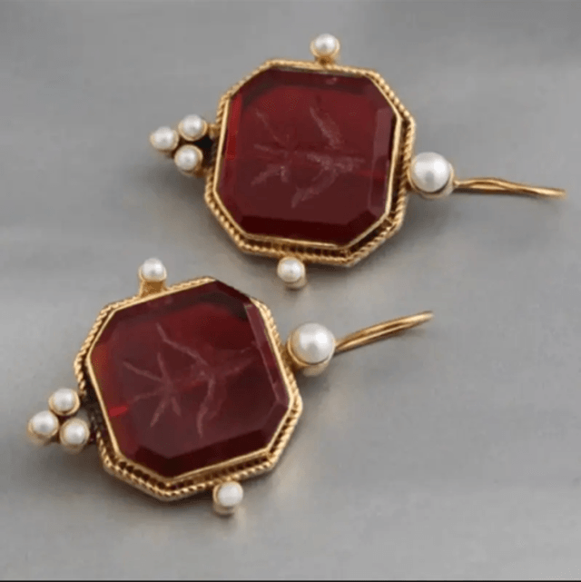 Bohemian vintage red drop earrings