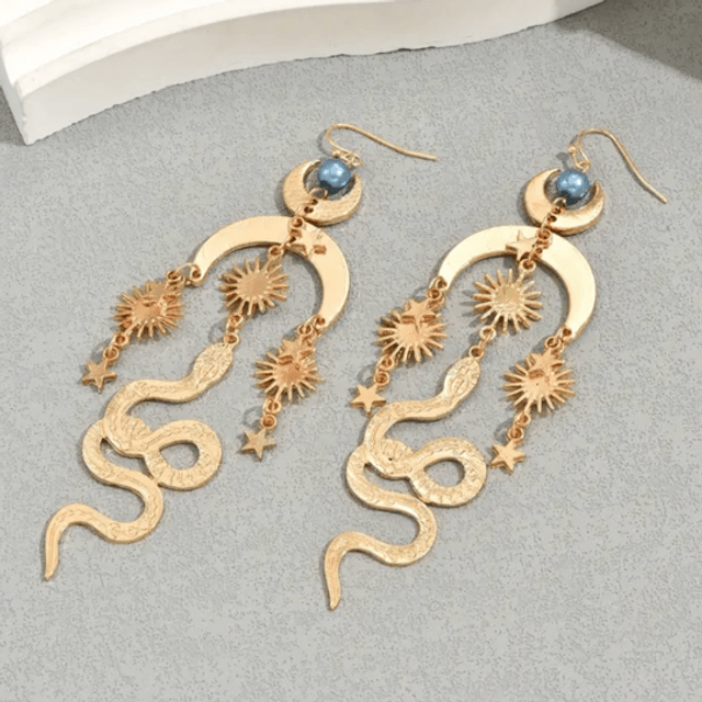 Celestial snake earrings
