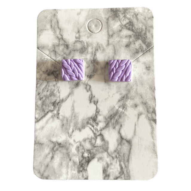 Purple knitted studs - square