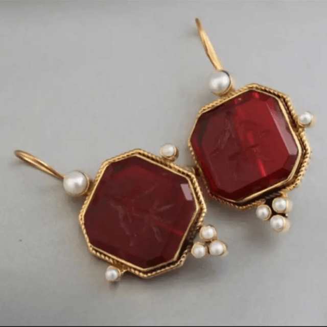 Bohemian vintage red drop earrings