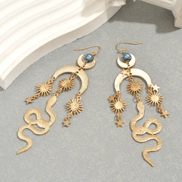 Celestial snake earrings