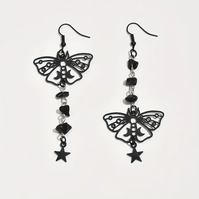Black moth earrings