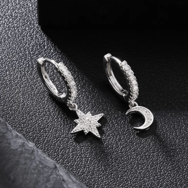 Silver moon and star huggies