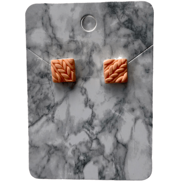 Peach knitted studs - square