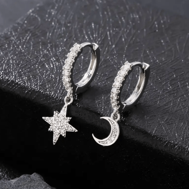 Silver moon and star huggies