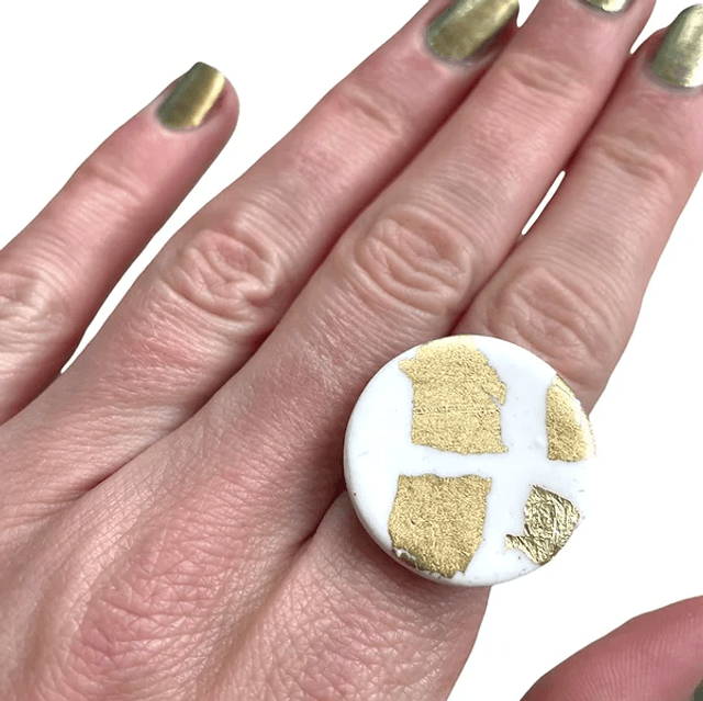 White and gold ring