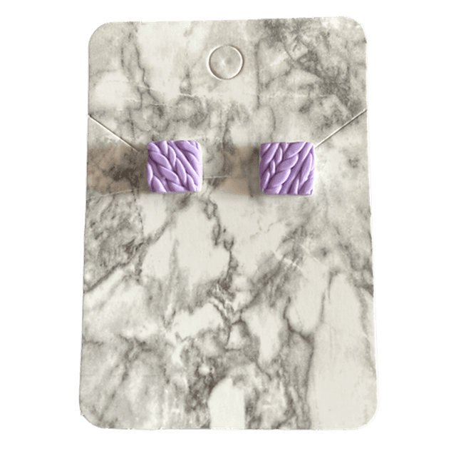 Purple knitted studs - square