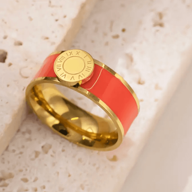 Orange enamel ring
