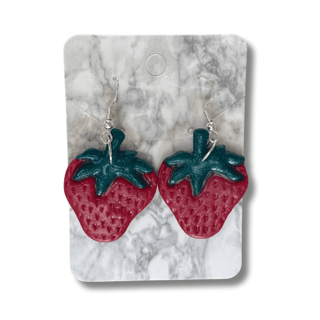 Strawberry glitter dangle earrings