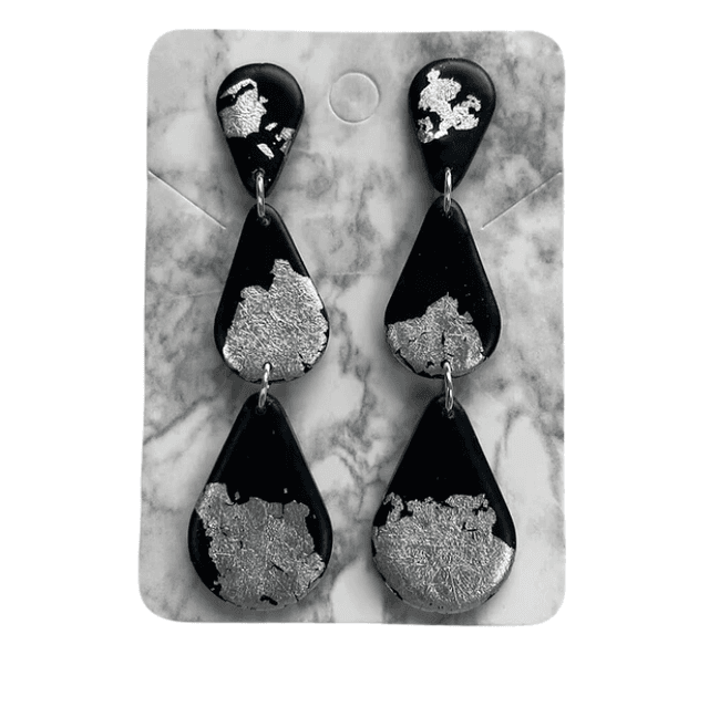 Black and silver earrings