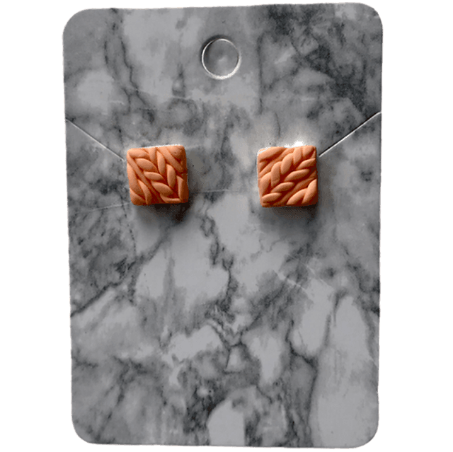 Peach knitted studs - square