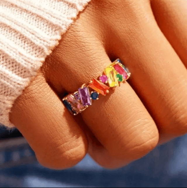 Rainbow gemstone ring
