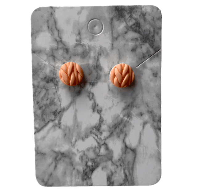 Peach knitted studs - round