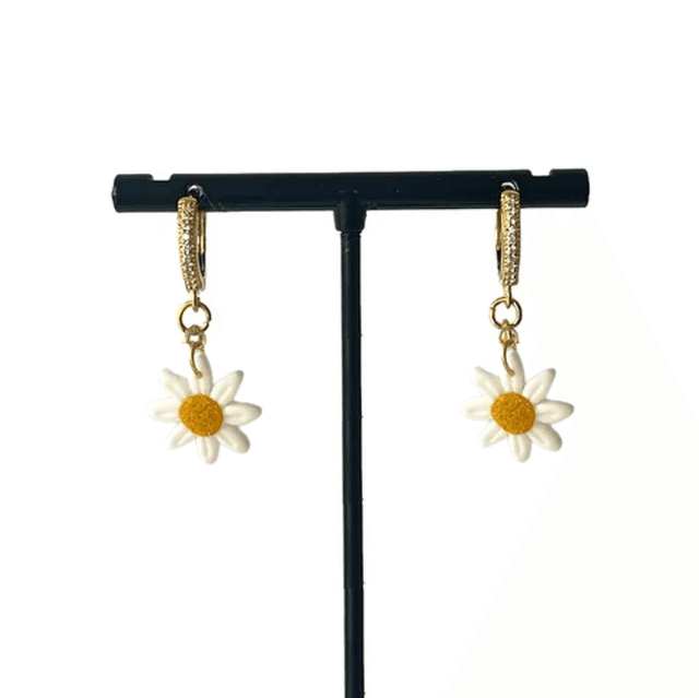 Daisy hoop dangles