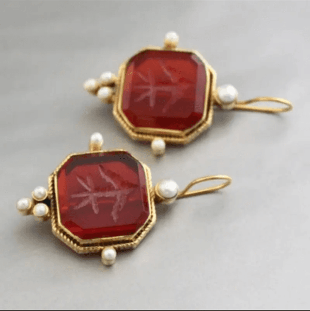 Bohemian vintage red drop earrings
