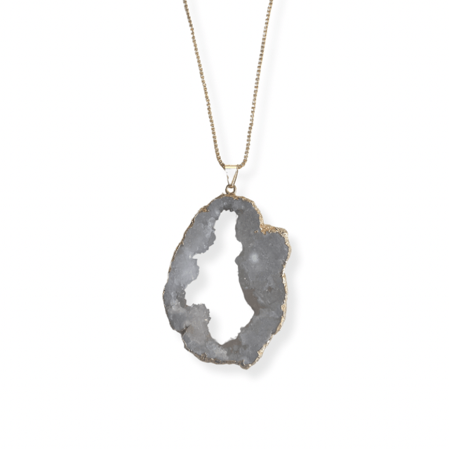 White geode necklace