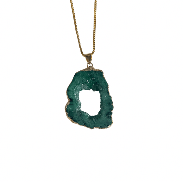 Green geode necklace