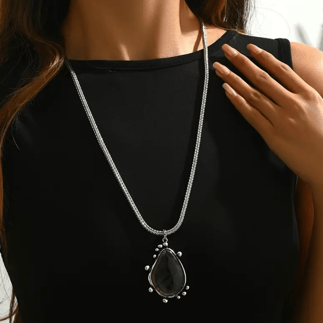 Grey resin water drop pendant