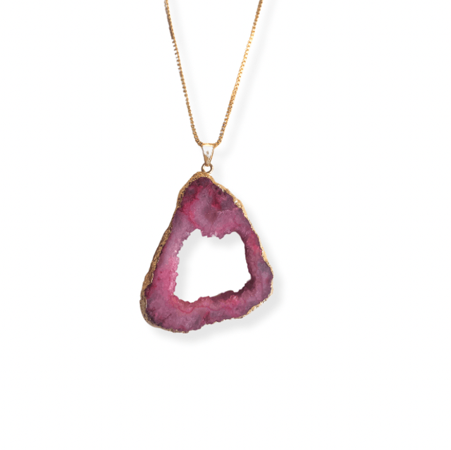 Pink geode necklace