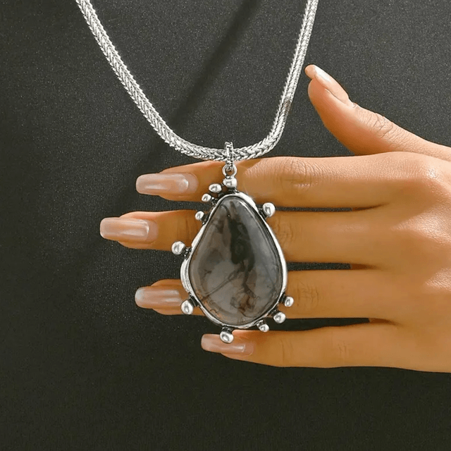 Grey resin water drop pendant