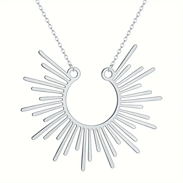 Sunburst necklace - silver stainless steel