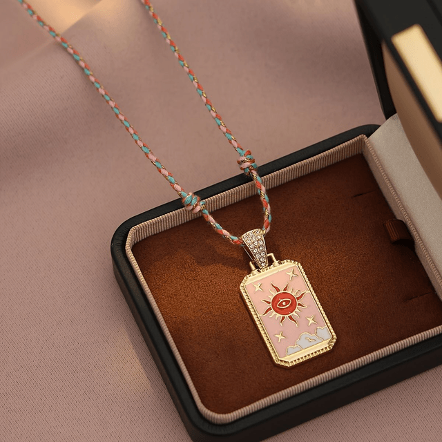 Boho tarot card and eye pendant necklaces