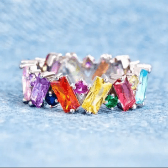 Rainbow gemstone ring