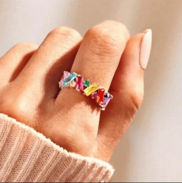 Rainbow gemstone ring