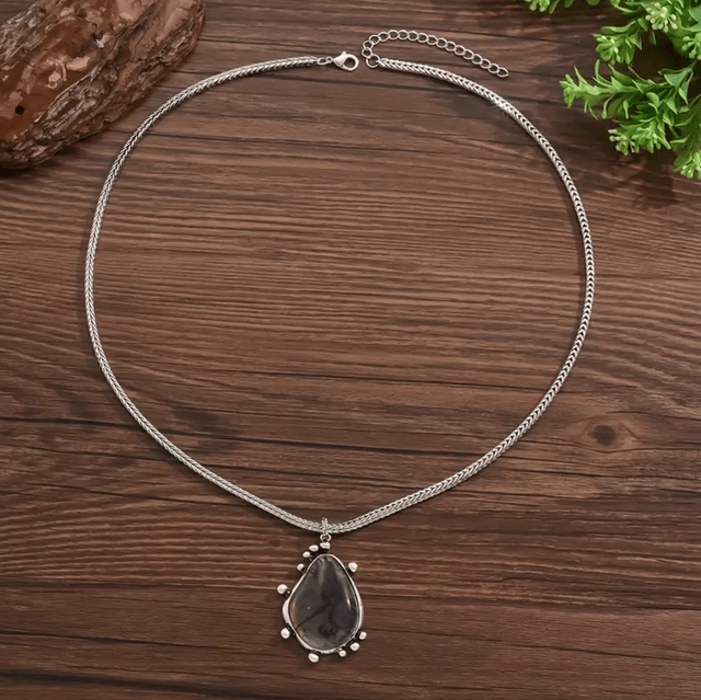 Grey resin water drop pendant