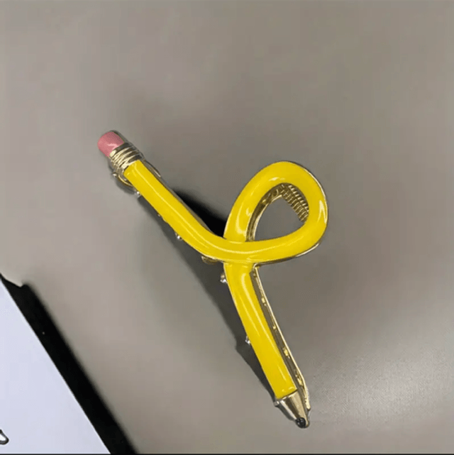Yellow pencil hair clip