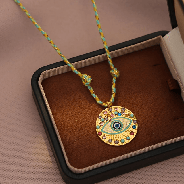 Boho tarot card and eye pendant necklaces