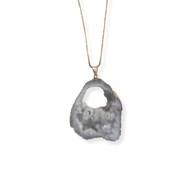 White geode necklace