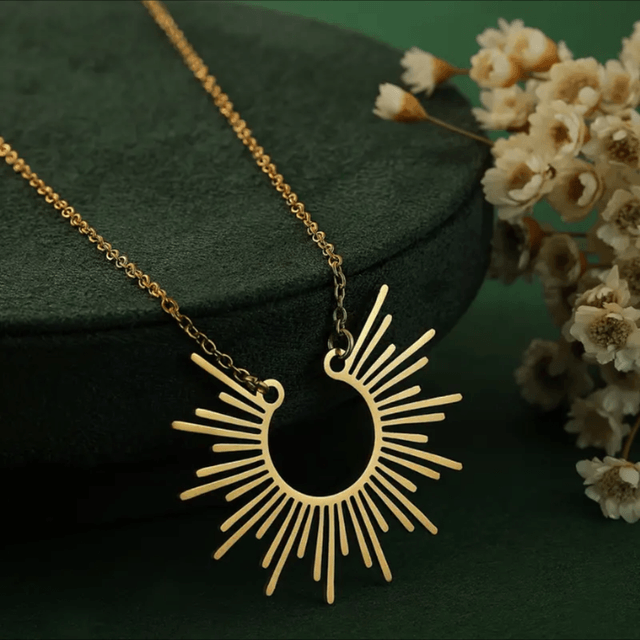 Sunburst necklace - gold stainless steel
