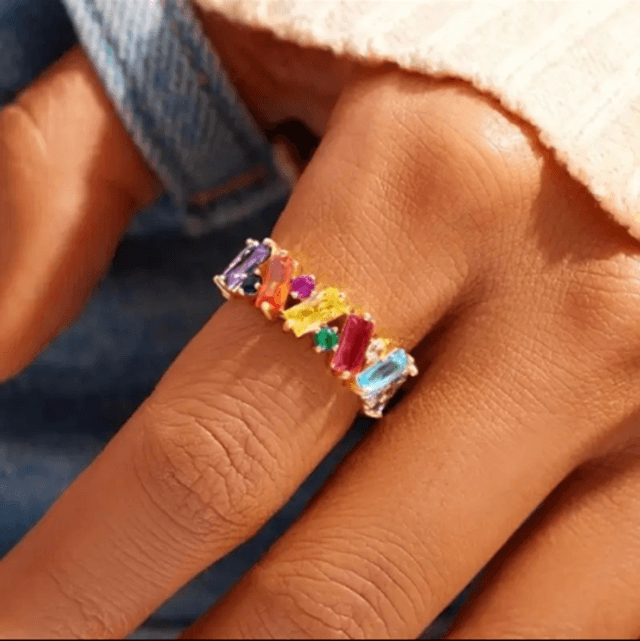Rainbow gemstone ring