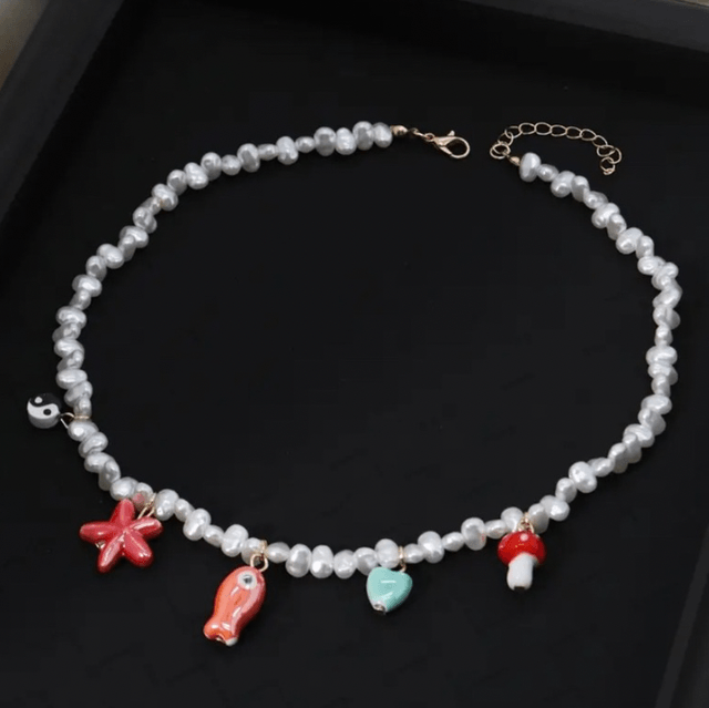 Ocean-inspired faux pearl necklace