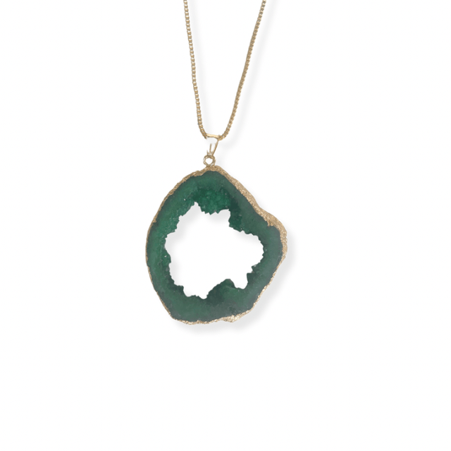 Green geode necklace