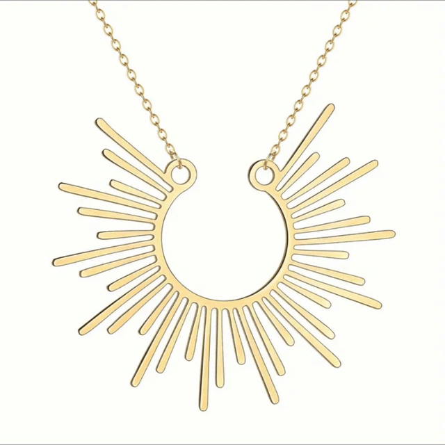 Sunburst necklace - gold stainless steel